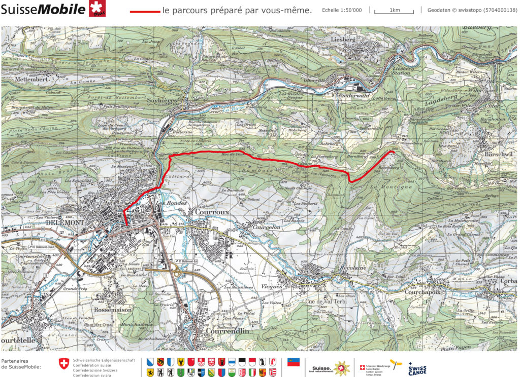 Parcours pédestre balade Jura Delémont Retemberg